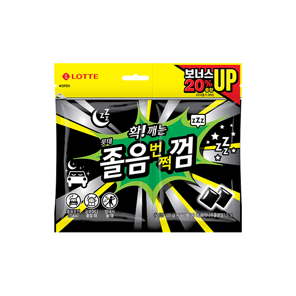 Lotte No Sleep Alert Gum Twin Refill 105g – Korean Caffeine Chewing Gum