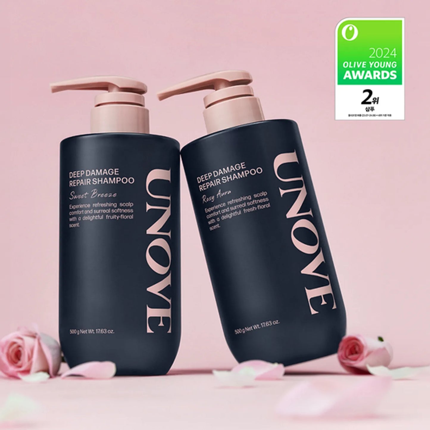 UNOVE Deep Damage Repair Shampoo 500g Due Set (Sweet Breeze/Rosy Aura)