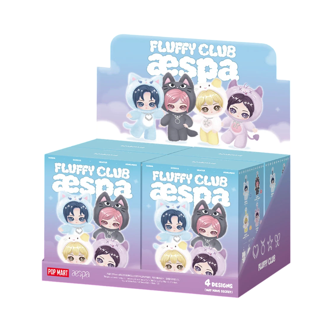 aespa - Pop Mart x Aespa Fluffy Club Series Vinyl Plush Doll Pendant Sealed Case (4 Blind Boxes)