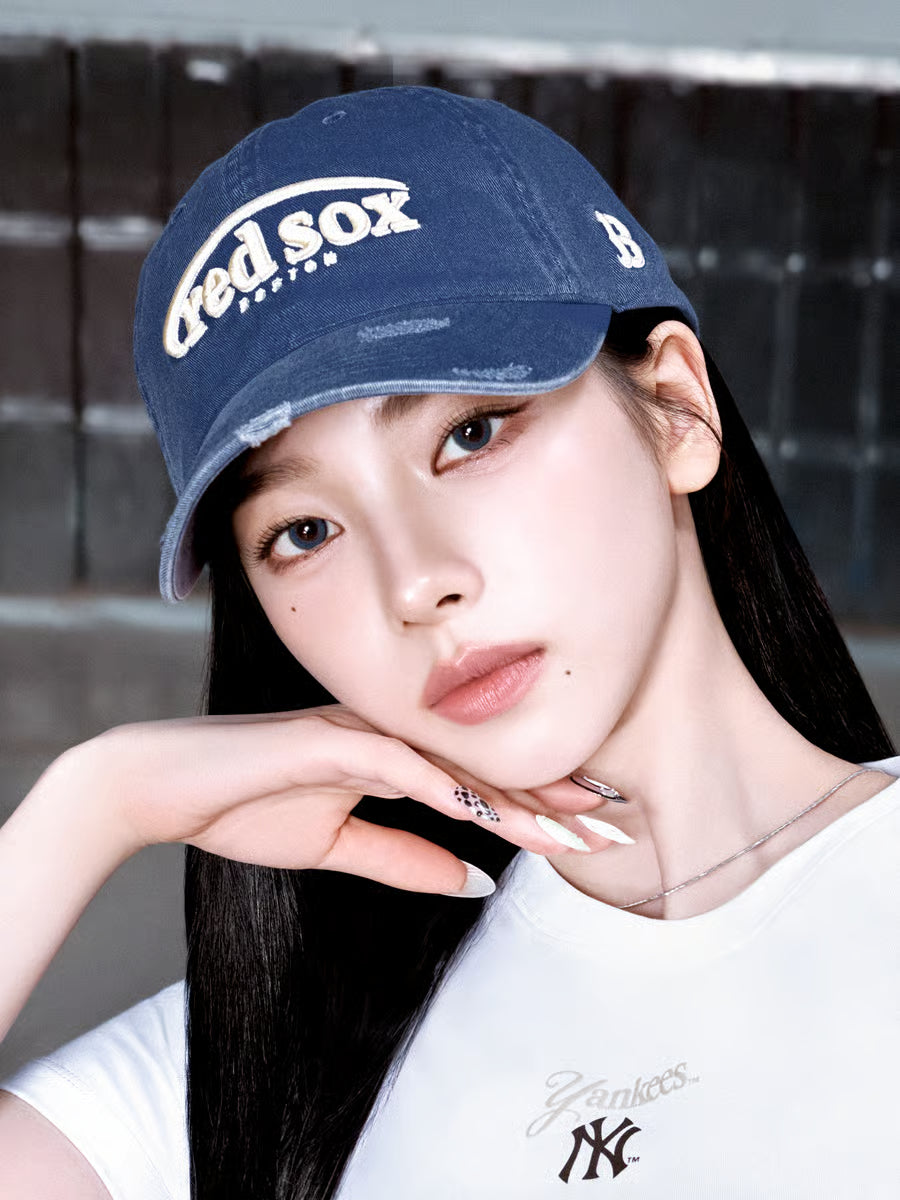 MLB Vintage Distressed Curve Logo Unstructured Ball Cap (5 type MLB Vintage Distressed Curve Logo Unstructured Ball Cap (5 type