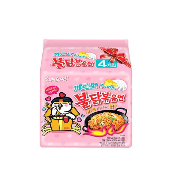 Buldak Stir-Fried Ramen Spicy Chicken Carbonara (130 g*4)