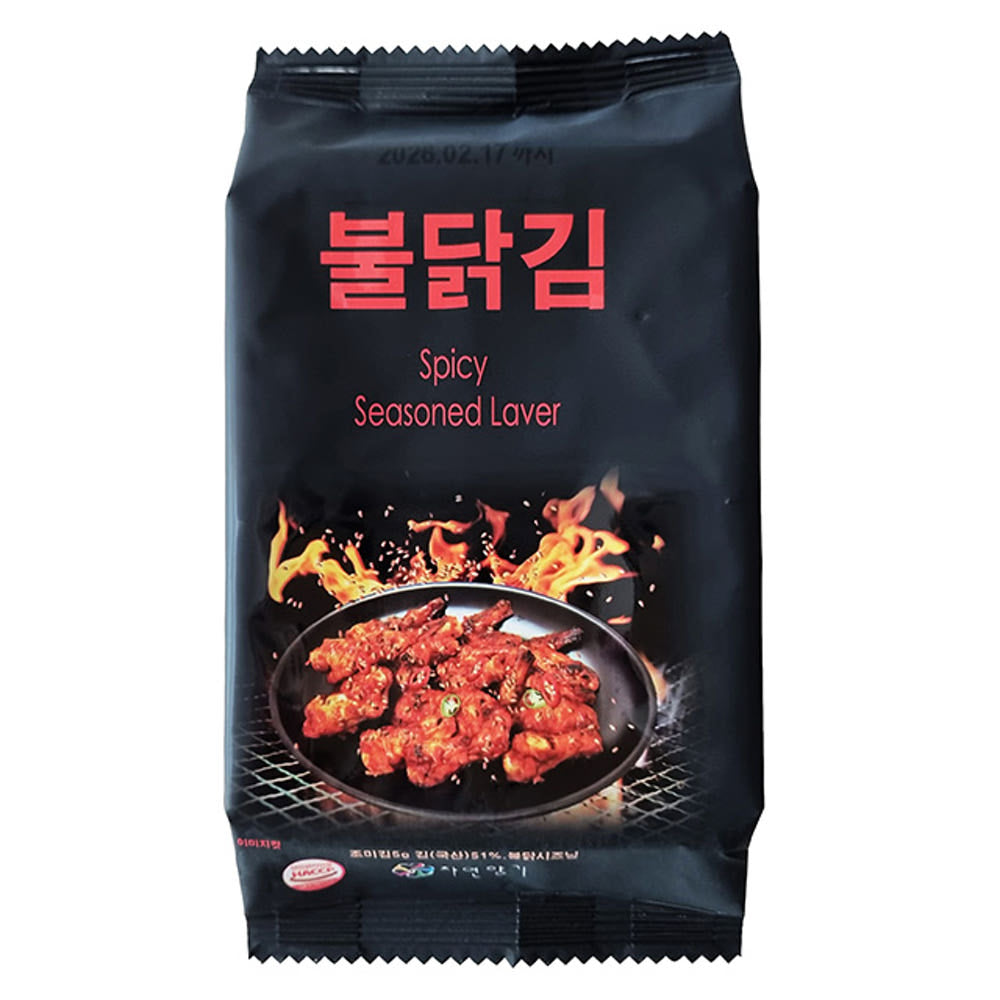 Korean Spicy Buldak Seaweed Snack 16 Packs – Crispy Hot Chicken Flavor Laver