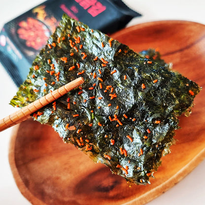 Korean Spicy Buldak Seaweed Snack 16 Packs – Crispy Hot Chicken Flavor Laver