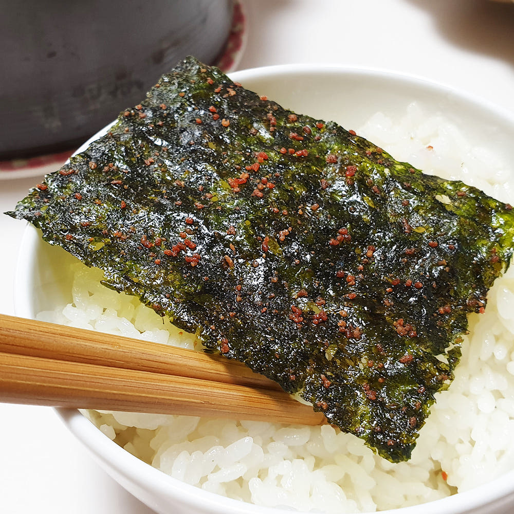 Korean Seasoned Seaweed Snack 24 Packs – Green Tea Laver with Pollock Roe Flavor