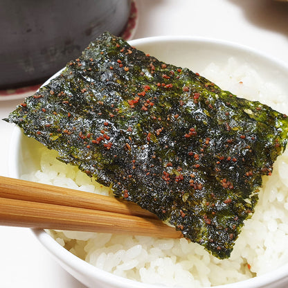 Korean Seasoned Seaweed Snack 24 Packs – Green Tea Laver with Pollock Roe Flavor