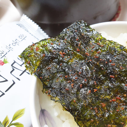 Korean Seasoned Seaweed Snack 24 Packs – Green Tea Laver with Pollock Roe Flavor