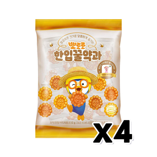Pororo Bite-Size Honey Yakgwa Korean Dessert Snack (Random Sticker) 110g x 4 Packs (BTS V Pick)