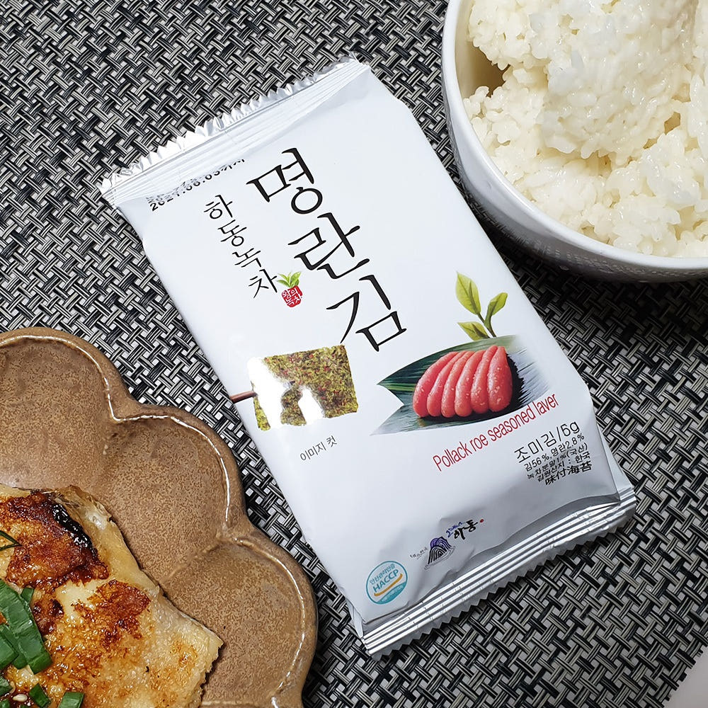 Korean Seasoned Seaweed Snack 24 Packs – Green Tea Laver with Pollock Roe Flavor