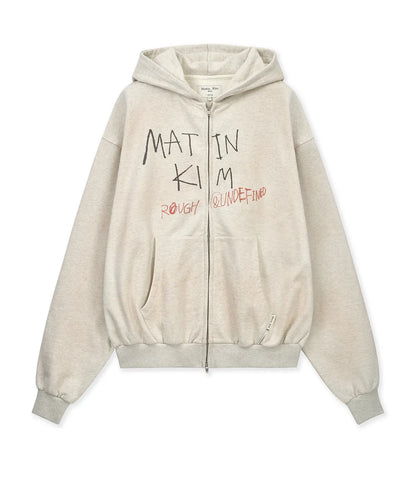 Matin Kim - Vintage Washed Graffiti Hoody Zip Up in Beige (NINGNING Wear)
