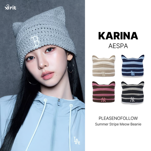 MLB Summer Stripe Meow Beanie New York Yankees (4 type) (KARINA Wear)
