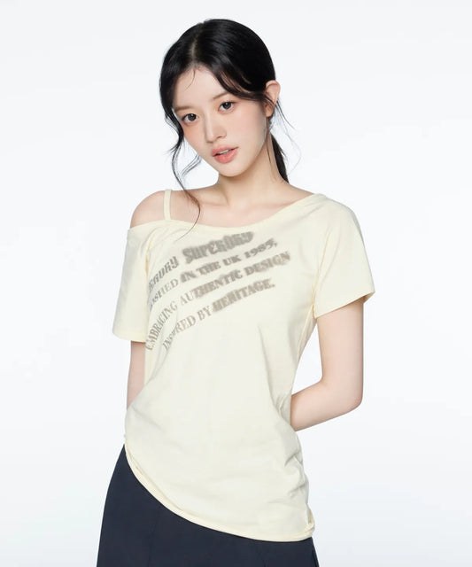 Superdry Women’s Script T-Shirt – Light Yellow (ILLIT Wear)