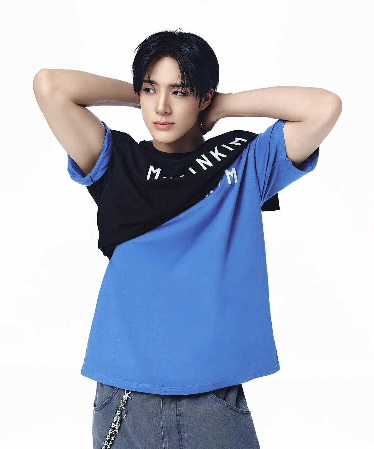 Matin Kim - Applique Felt Logo Top For Men in Blue (JENO Wear)