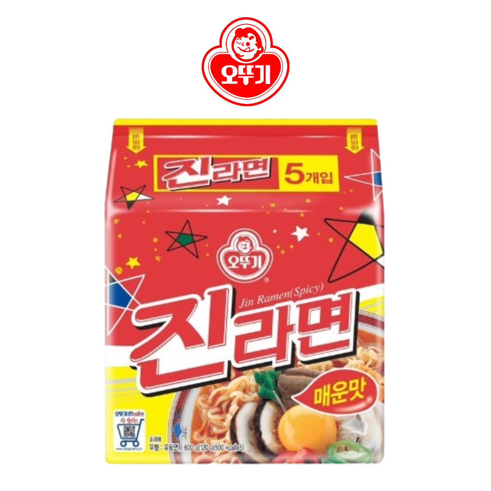 Ottogi Instant Jin Ramen Noodle (Hot Spicy)(120*5)