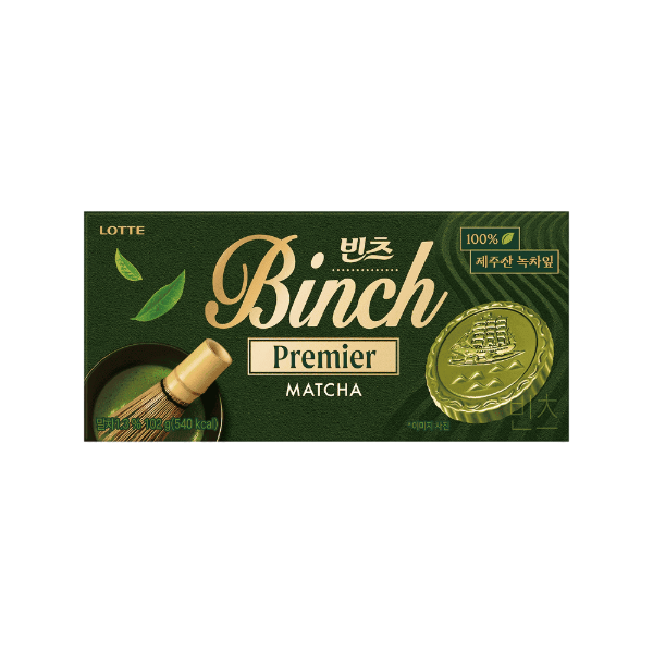 Lotte Binch Premier Matcha Biscuit 102g – Korean Green Tea Chocolate Snack