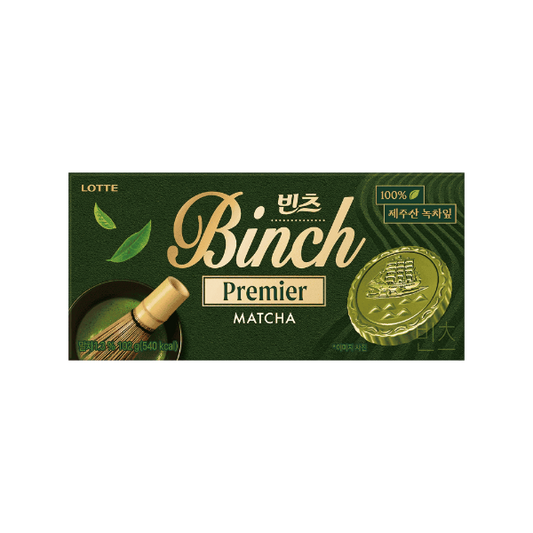 Lotte Binch Premier Matcha Biscuit 102g – Korean Green Tea Chocolate Snack