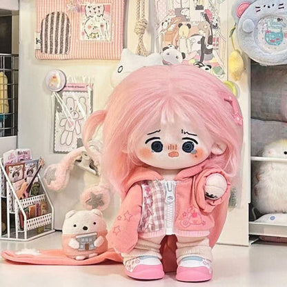 20cm Plush Doll Clothes – Bunny Ear Hoodie for Plush Dolls