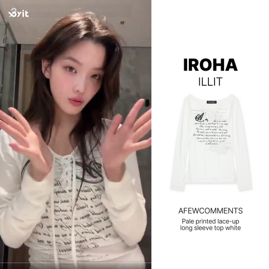 A FEW COMMENTS - fail printed lace-up long-sleeved top_WHITE(IROHA Wear)
