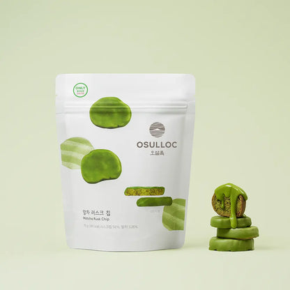 Osulloc Matcha Rusk Chips – Korean Green Tea Crispy Bread Snack