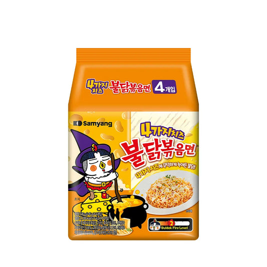 Buldak Stir-Fried Ramen Spicy Chicken 4-Chees (145 g*4)