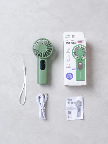 Mini LED Handheld Fan Green [DAISO]