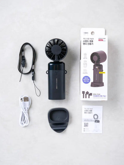 LED Handheld Stand Fan Black [DAISO]