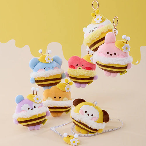BT21 Minini Honey Bee Plush Tape Measure Keyring