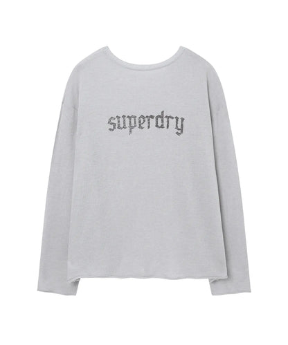 Superdry Women’s Linen Knit Long Sleeve Top – Cool Grey (ILLIT Wear)