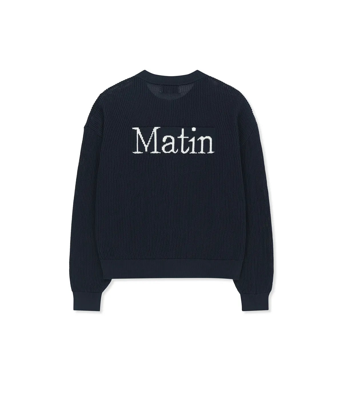 Matin Kim - Back Logo Jacquard Mesh Knit Zip Up in Navy (JENO Wear