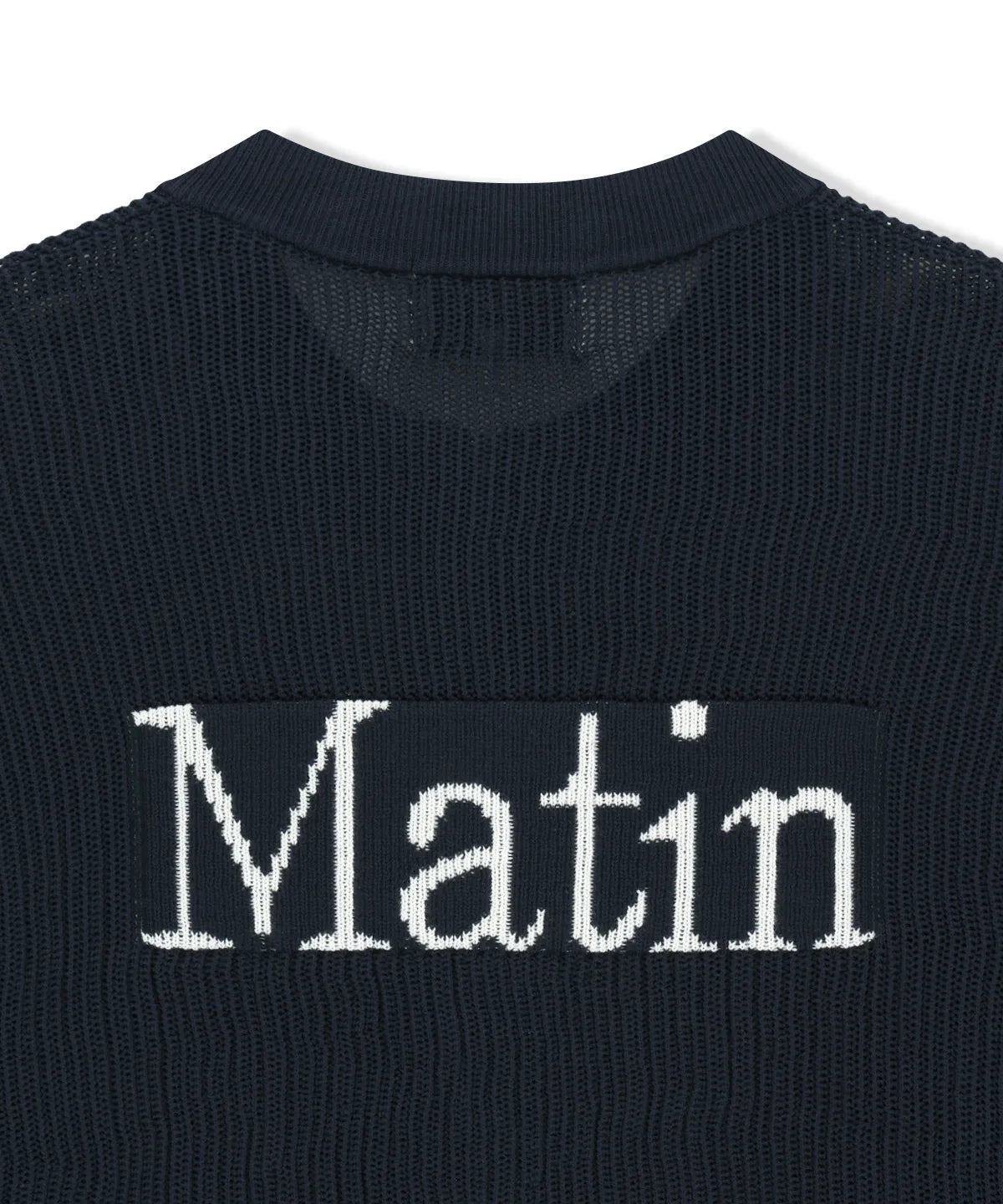 Matin Kim - Back Logo Jacquard Mesh Knit Zip Up in Navy (JENO Wear)
