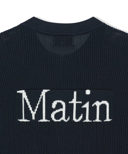 Matin Kim - Back Logo Jacquard Mesh Knit Zip Up in Navy (JENO Wear)
