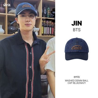 emis - Washed Denim Ball Cap-Blue/Navy [BTS JIN Wear]