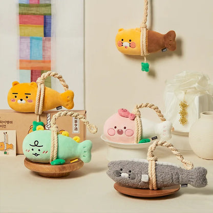 Kakao Friends Guardian Pollack Fish Plush Doll – Solid Air Freshener & Magnetic Hook Included