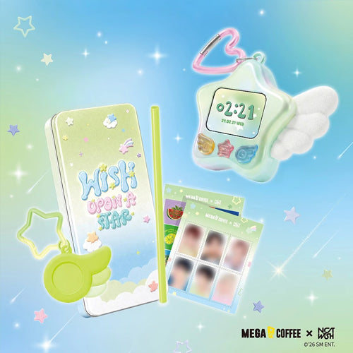 [NCT WISH X MEGA COFFEE] Mini Log Keychain / Straw Picky Holder & Tin Case Set (2 Types)