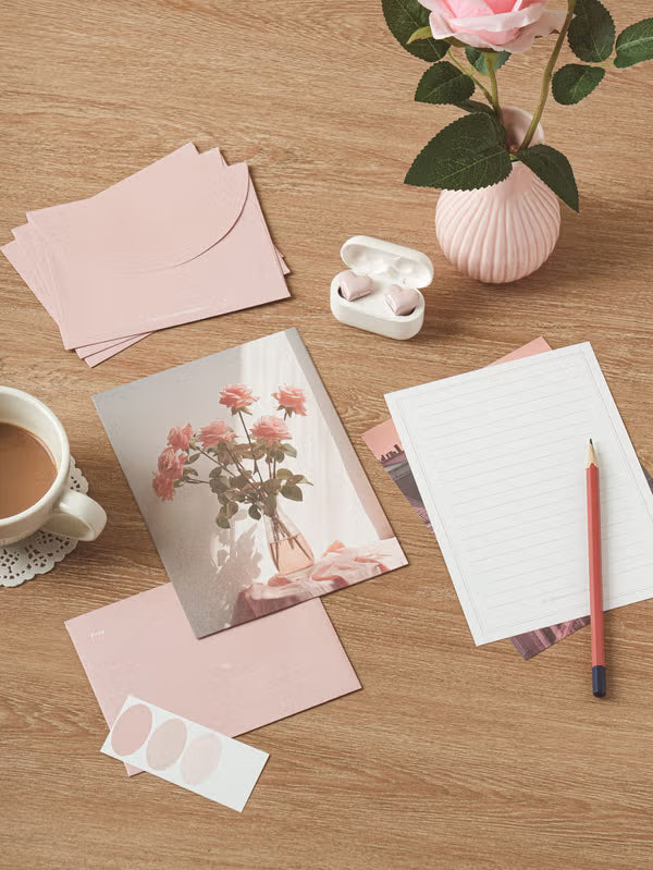 Emotional Letter Set 4 Set Pink [DAISO]