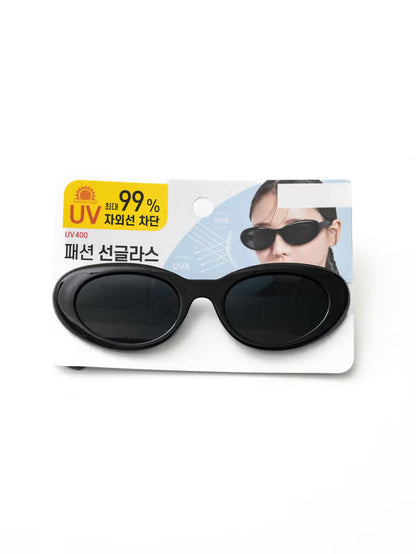 [UV protection up to 99%] Oval Sunglasses Black [DAISO]