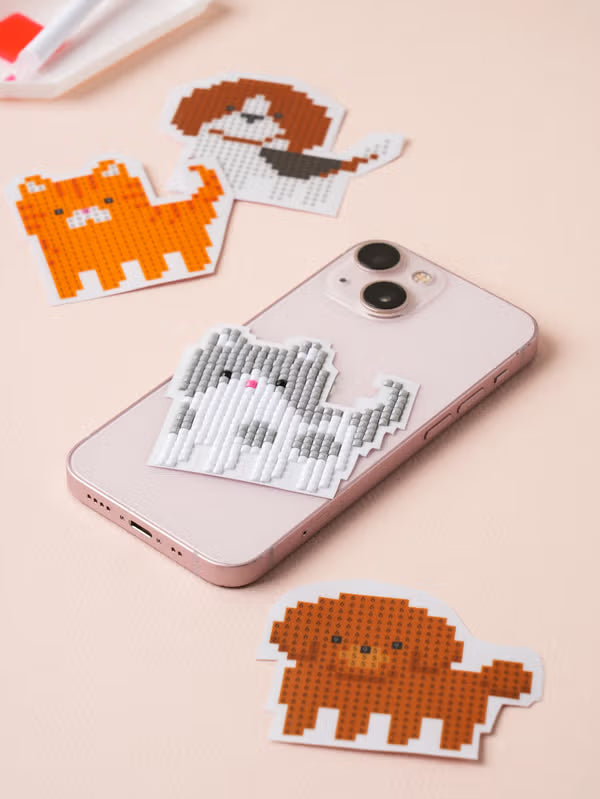 Gem Cross Stitch Stickers 15 X 15 cm Animal [DAISO]