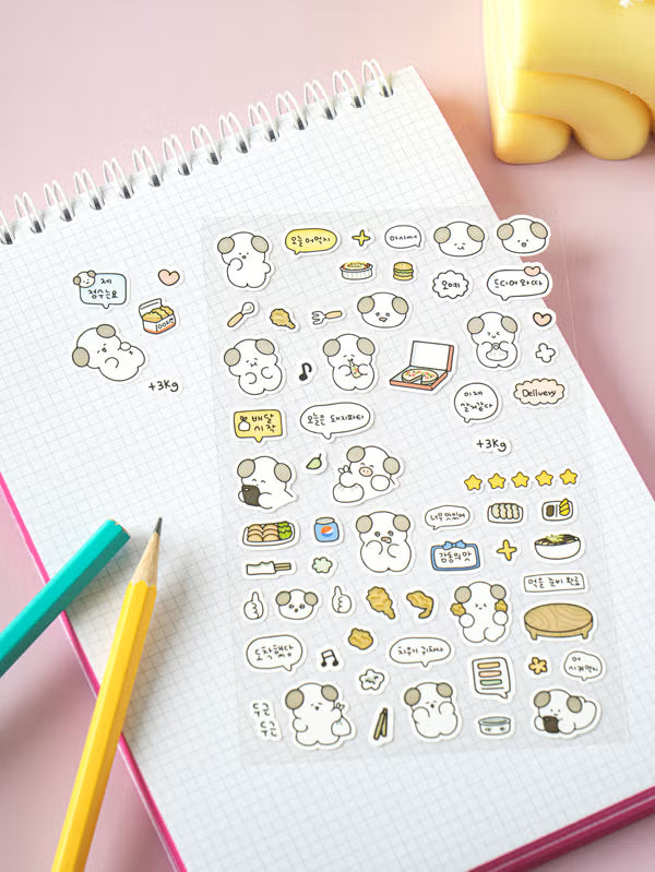 Round Puppy Stickers Deco (4 sheets) [DAISO]