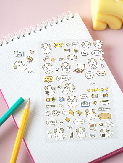 Round Puppy Stickers Deco (4 sheets) [DAISO]