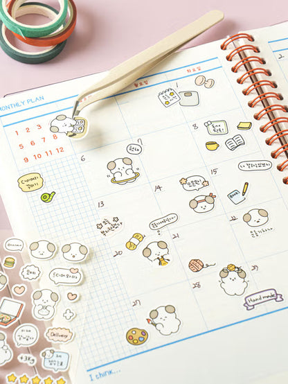 Round Puppy Stickers Deco (4 sheets) [DAISO]