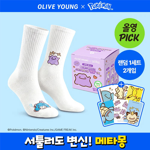 Pokémon Edition Sports Socks 2-Pair Random Set with Card Sticker (RANDOM)
