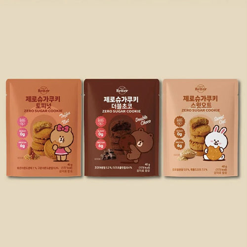 LINE FRIENDS Eat’s Better Zero Sugar Cookies 40g – Choose 1 of 3 Flavors