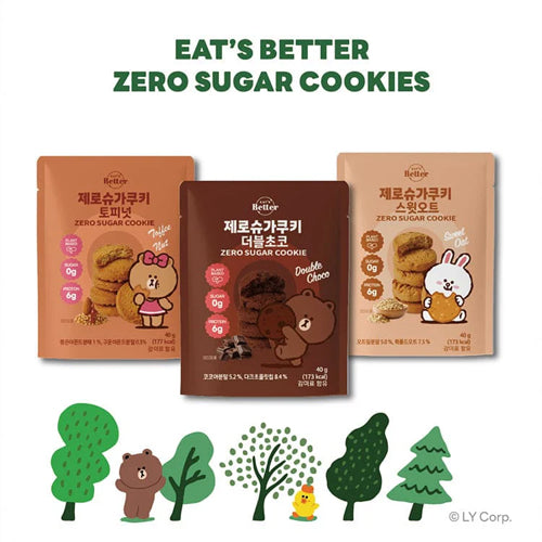 LINE FRIENDS Eat’s Better Zero Sugar Cookies 40g – Choose 1 of 3 Flavors